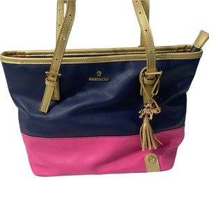 Spartina 449 Leather Shoulder Bag Blue Pink